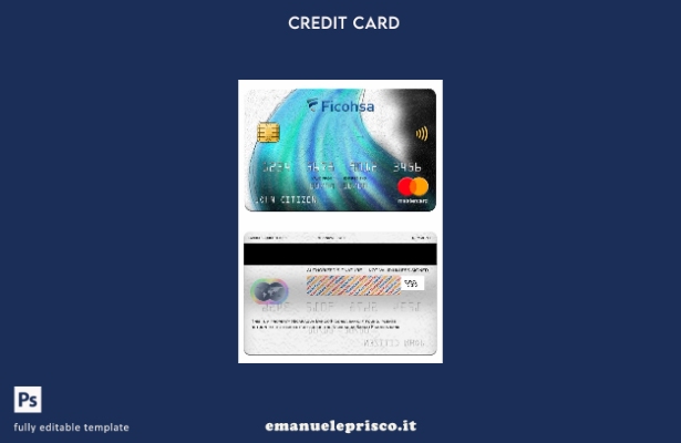 modello di carta mastercard bancaria Nicaragua Banco Ficohsa in stile verificato